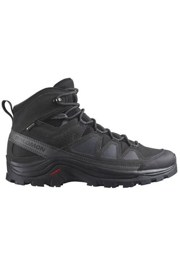 salomon - Buty trekkingowe męskie Salomon Quest Rove Mid Gtx. Wysokość cholewki: za kostkę. Zapięcie: sznurówki. Kolor: czarny. Materiał: guma, syntetyk, tkanina, materiał. Szerokość cholewki: normalna
