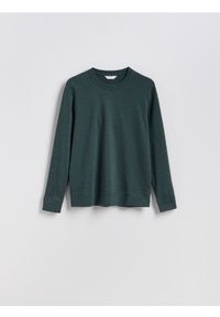 Reserved - Longsleeve regular - ciemnozielony. Kolor: zielony. Materiał: bawełna, dzianina. Długość rękawa: długi rękaw