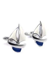 Modini - Spinki do mankietów - statki z białymi żaglami - żaglówki U143. Kolor: biały #1