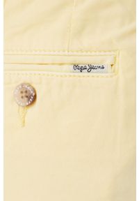 Pepe Jeans szorty bawełniane BALBOA SHORT damskie kolor żółty gładkie medium waist. Okazja: na co dzień. Kolor: żółty. Materiał: bawełna. Wzór: gładki. Styl: casual