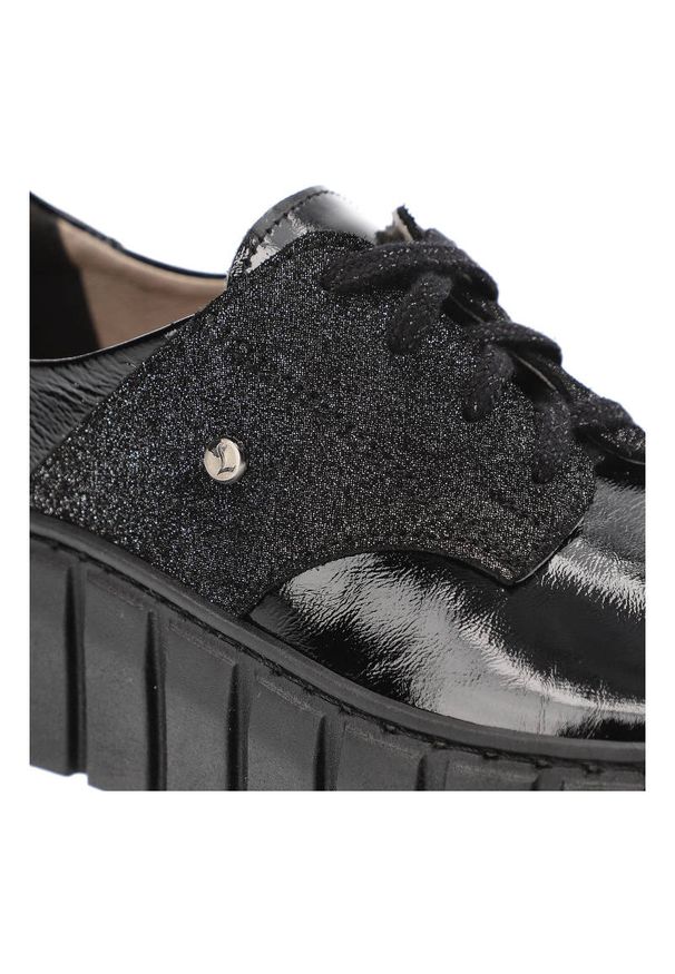 Czarne Sneakersy Lemar Codzienne Buty Damskie. Okazja: na co dzień. Zapięcie: sznurówki. Kolor: czarny. Materiał: skóra, materiał. Szerokość cholewki: normalna