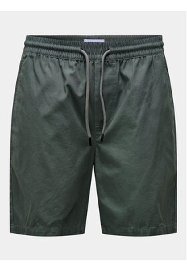 Only & Sons Szorty materiałowe Tel 22027949 Szary Regular Fit. Kolor: szary. Materiał: bawełna