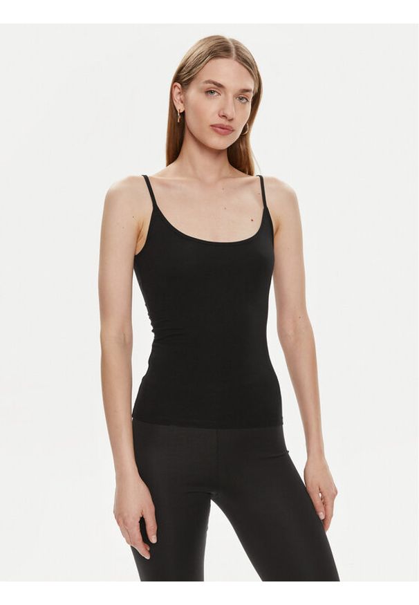 Gina Tricot Top 22470 Czarny Slim Fit. Kolor: czarny. Materiał: bawełna