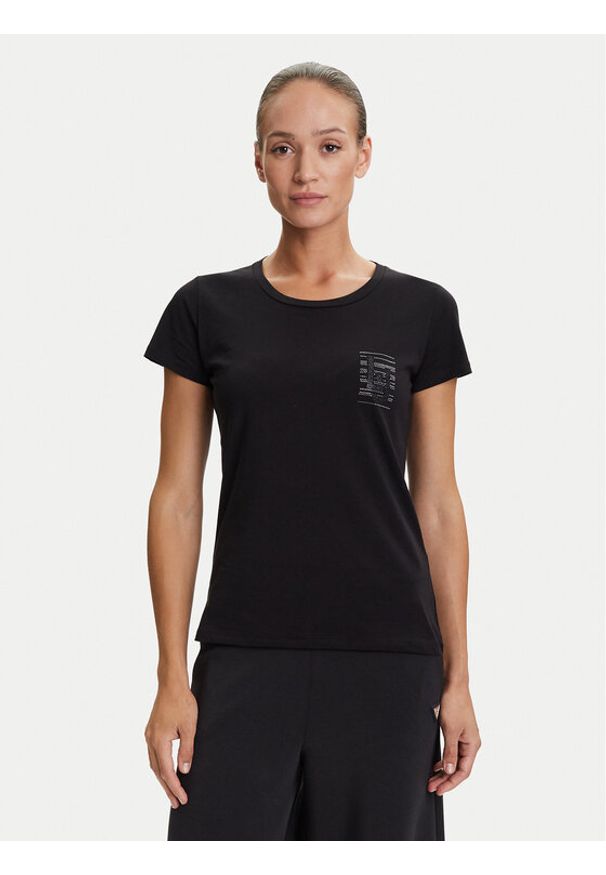 Liu Jo Sport T-Shirt TF5287 JS923 Czarny Regular Fit. Kolor: czarny. Materiał: bawełna. Styl: sportowy