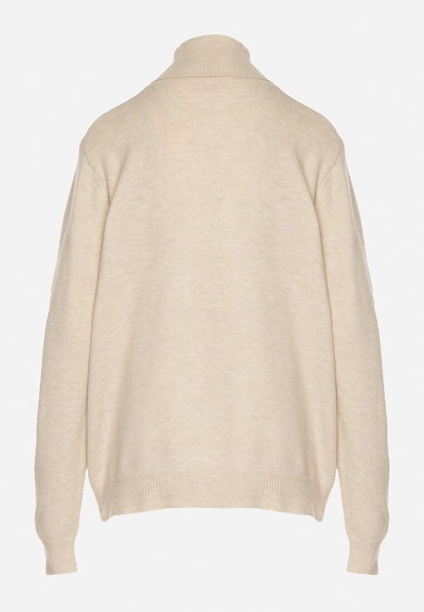 Born2be - Jasnobeżowy Casualowy Golf z Wełną o Prostym Kroju Reiselia. Okazja: na co dzień. Typ kołnierza: golf. Kolor: beżowy. Materiał: wełna. Styl: casual