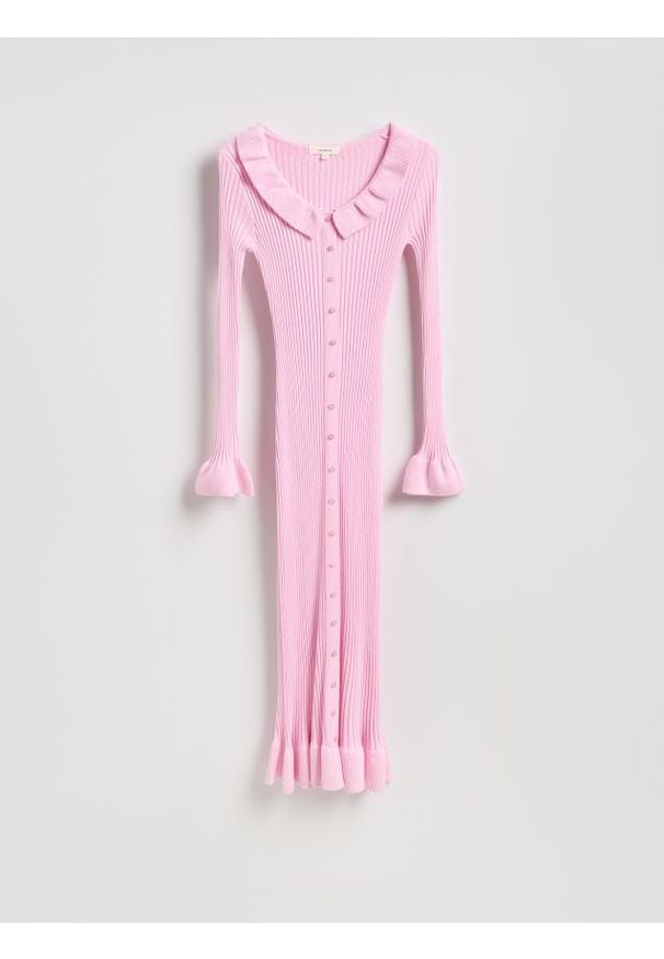 Reserved - Sukienka z wiskozy - różowy. Kolor: różowy. Materiał: wiskoza