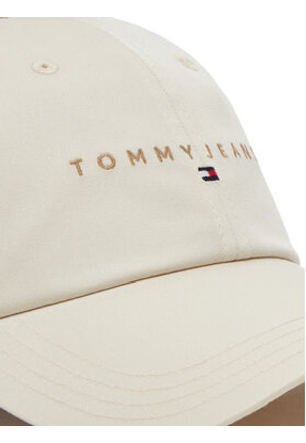 Tommy Jeans Czapka z daszkiem Linear Logo Cap AM0AM12958 Beżowy. Kolor: beżowy. Materiał: bawełna, materiał