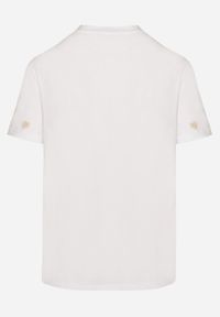 Born2be - Biało-Beżowy T-shirt z Bawełny w Serca Kolavelle. Okazja: na co dzień, na spacer. Kolor: biały. Materiał: bawełna. Styl: klasyczny, casual