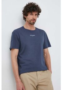 Pepe Jeans t-shirt bawełniany Raevon kolor granatowy z nadrukiem. Kolor: niebieski. Materiał: bawełna. Długość rękawa: krótki rękaw. Długość: krótkie. Wzór: nadruk #3