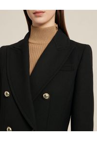 Luisa Spagnoli - LUISA SPAGNOLI - Czarny wełniany płaszcz SUONO. Kolor: czarny. Materiał: wełna. Długość: do kolan. Styl: klasyczny