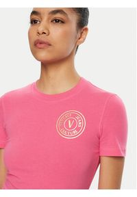 Versace Jeans Couture T-Shirt 78HAHT00 Różowy Regular Fit. Kolor: różowy. Materiał: bawełna