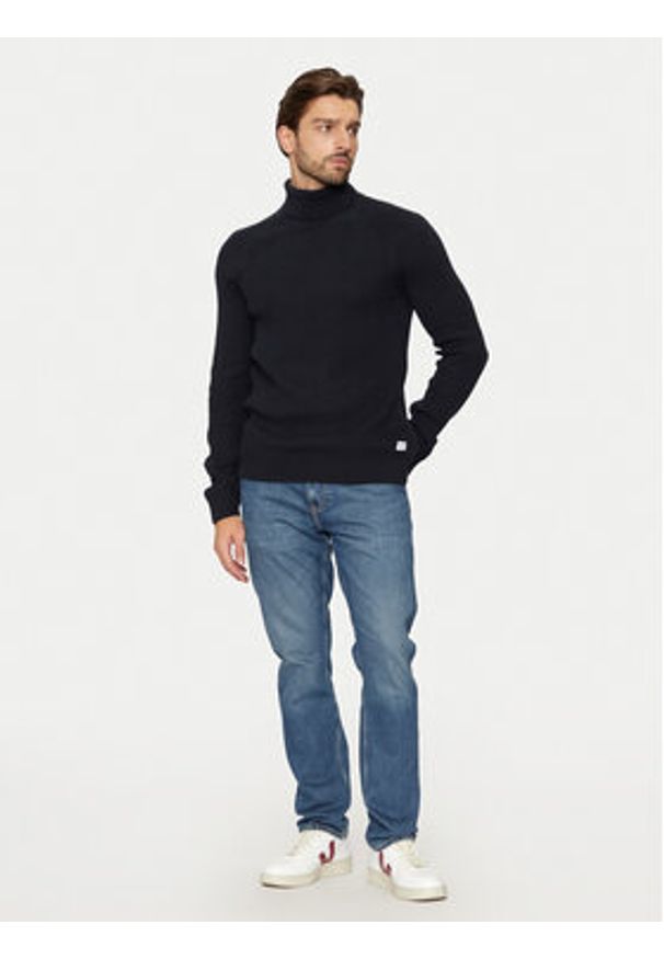 Jack & Jones Golf Pannel 12258472 Granatowy Regular Fit. Typ kołnierza: golf. Kolor: niebieski. Materiał: syntetyk