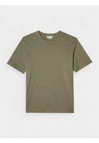 outhorn - T-shirt basic męski - khaki. Kolor: brązowy. Materiał: dzianina, materiał, bawełna. Wzór: gładki