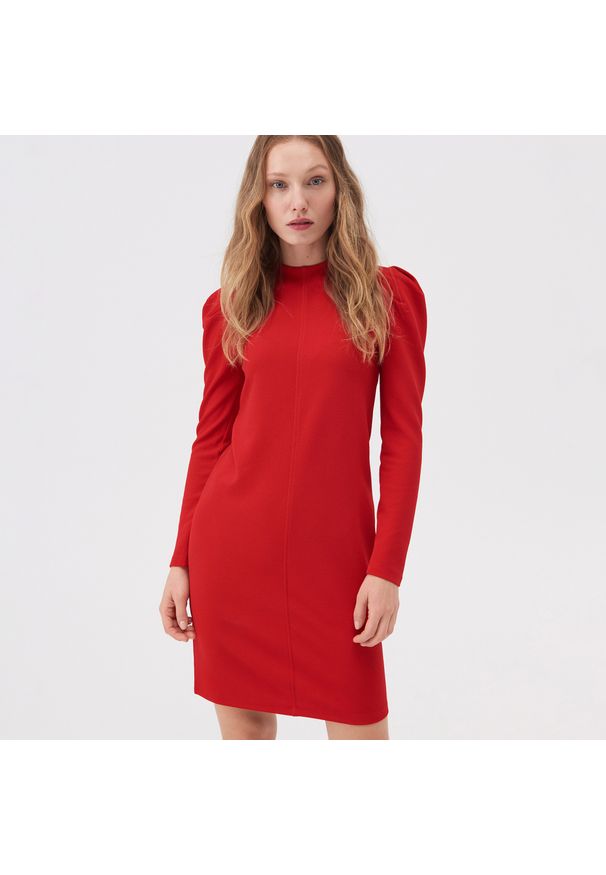 Sinsay - Sukienka mini z bufkami - Czerwony. Kolor: czerwony. Długość: mini