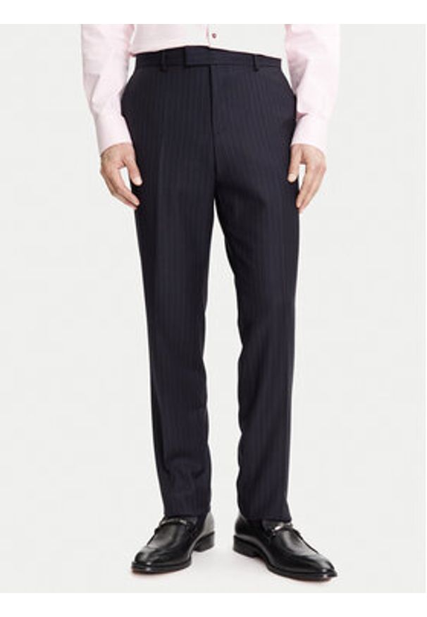 BOSS Garnitur H-Huge 50546121 Granatowy Slim Fit. Kolor: niebieski. Materiał: wełna