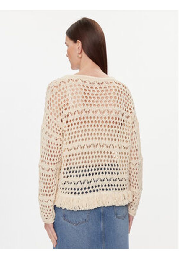 Kontatto Sweter 3M2063C Beżowy Regular Fit. Kolor: beżowy. Materiał: bawełna