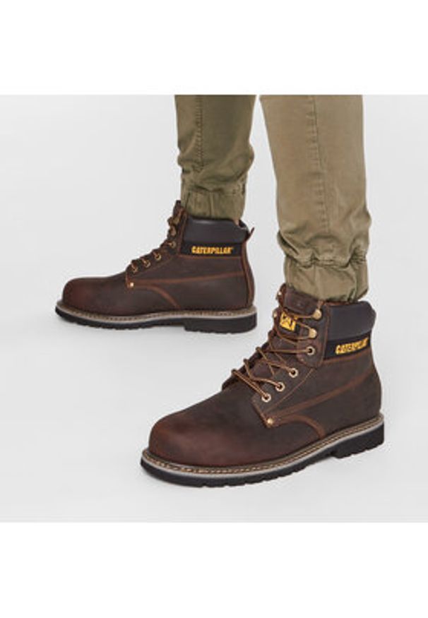 CAT Footwear Trapery Powerplant S3 Hro P724629 Brązowy. Kolor: brązowy. Materiał: skóra, nubuk