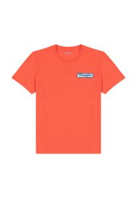 Wrangler - WRANGLER LOGO TEE MĘSKI T-SHIRT KOSZULKA Z NADRUKIEM LOGO PAPRIKA W760EER41. Wzór: nadruk