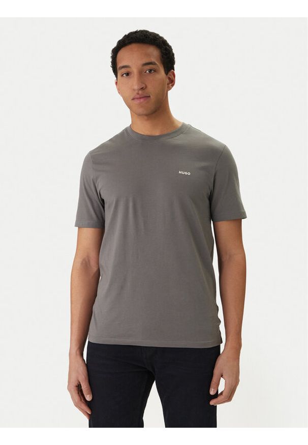 Hugo - HUGO T-Shirt Dero222 50466158 Szary Regular Fit. Kolor: szary. Materiał: bawełna