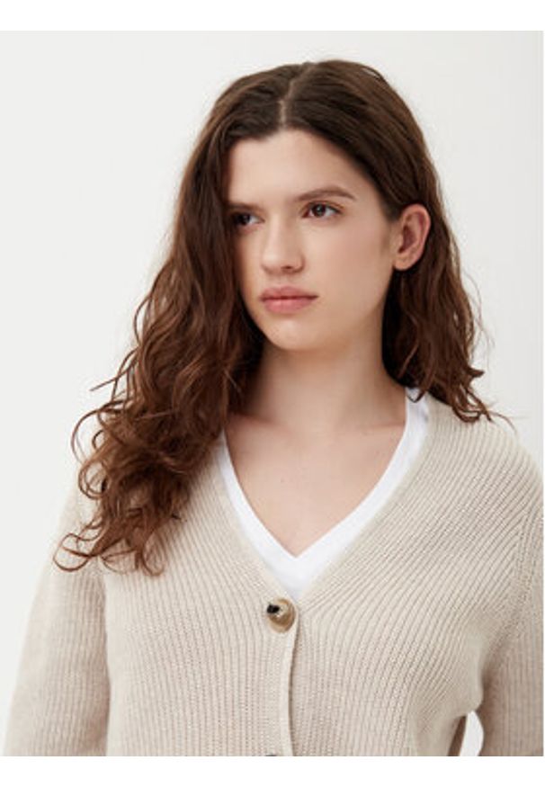 Marc O'Polo Kardigan B01605961069 Beżowy Regular Fit. Typ kołnierza: polo. Kolor: beżowy. Materiał: bawełna