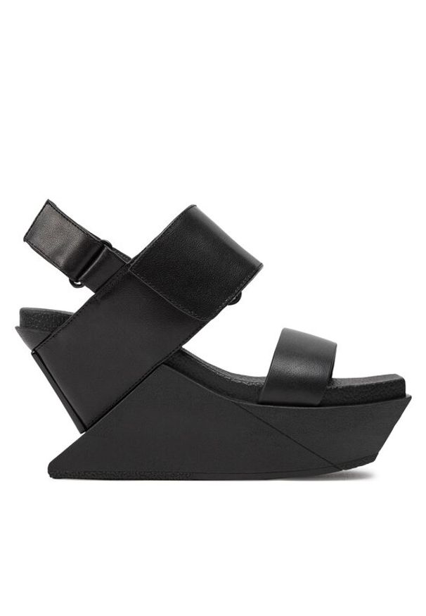 United Nude Sandały Delta Wedge Sandal 1041301162 Czarny. Kolor: czarny. Materiał: skóra