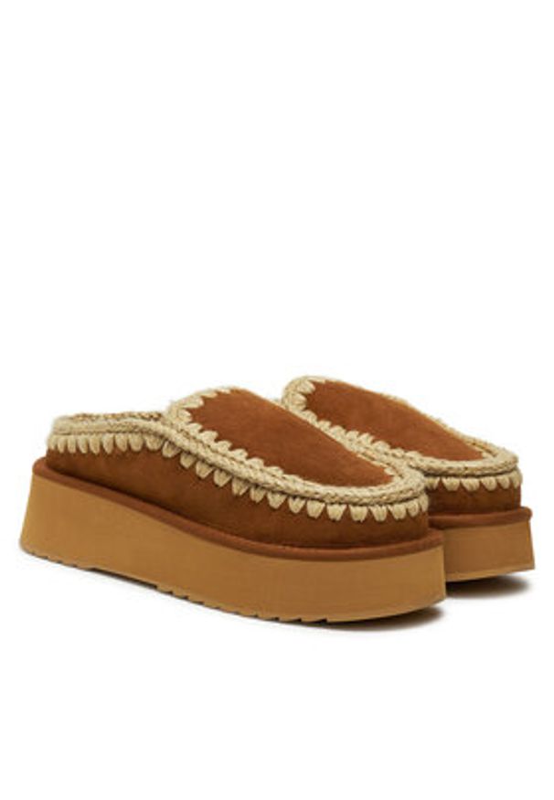 Mou Kapcie Clog Eskimo Platform FW681004A Brązowy. Kolor: brązowy. Materiał: skóra. Obcas: na platformie
