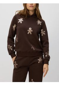 Reserved - Bluza ze świątecznym motywem - ciemnobrązowy. Kolor: brązowy. Materiał: bawełna, dzianina. Styl: wizytowy #1