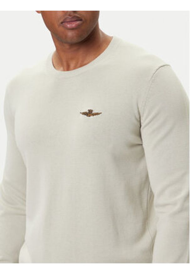 Aeronautica Militare Sweter 252MA1611UL00506 Beżowy Regular Fit. Kolor: beżowy. Materiał: bawełna