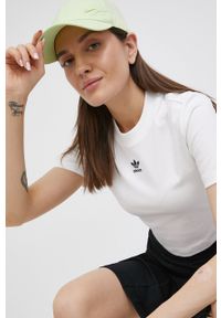 adidas Originals t-shirt damski kolor biały. Kolor: biały. Materiał: bawełna. Wzór: aplikacja