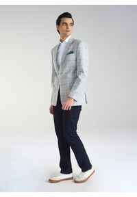 Pako Lorente - PAKO LORENTE – Jasnoszara marynarka męska w kratkę. Okazja: na co dzień. Kolor: szary. Wzór: kratka. Styl: sportowy, casual, elegancki #6