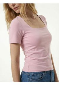 Sinsay - Koszulka z dekoltem karo - różowy. Typ kołnierza: dekolt w karo. Kolor: różowy #1