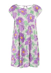 Born2be - Fioletowa Sukienka Taphissis. Kolor: fioletowy. Materiał: tkanina. Długość rękawa: bez rękawów. Wzór: kwiaty. Długość: mini #6