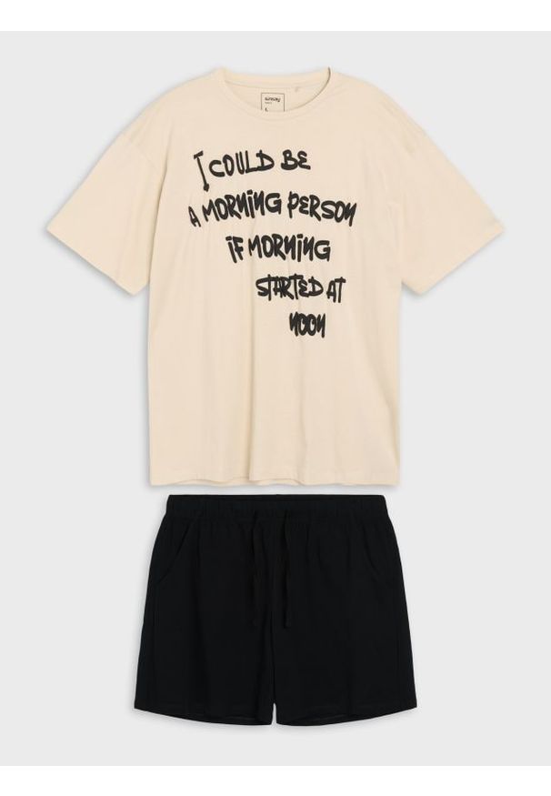 Sinsay - Bawełniana piżama dwuczęściowa z napisem - wielobarwny. Materiał: bawełna. Wzór: napisy