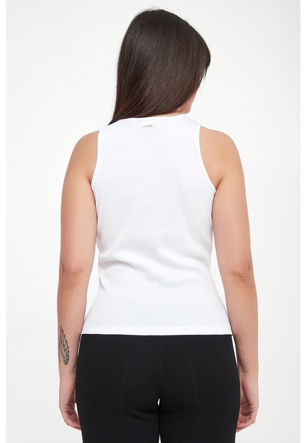 Twinset Milano - Top damski prążkowany z haftem TWINSET. Materiał: prążkowany. Wzór: haft