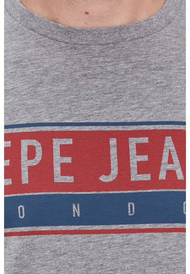 Pepe Jeans - T-shirt Jayo. Okazja: na co dzień. Kolor: szary. Wzór: nadruk. Styl: casual