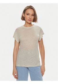 Calvin Klein T-Shirt K20K207260 Beżowy Relaxed Fit. Kolor: beżowy. Materiał: len #1