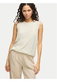 Vila Bluzka Pernillu 14105237 Beżowy Loose Fit. Kolor: beżowy. Materiał: wiskoza