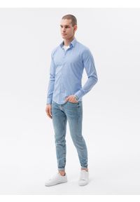 Ombre Clothing - Koszula męska z długim rękawem REGULAR FIT - błękitna K614 - XXL. Okazja: do pracy, na spotkanie biznesowe, na co dzień. Kolor: niebieski. Materiał: bawełna, poliester, elastan. Długość rękawa: długi rękaw. Długość: długie. Styl: casual, klasyczny, biznesowy #5