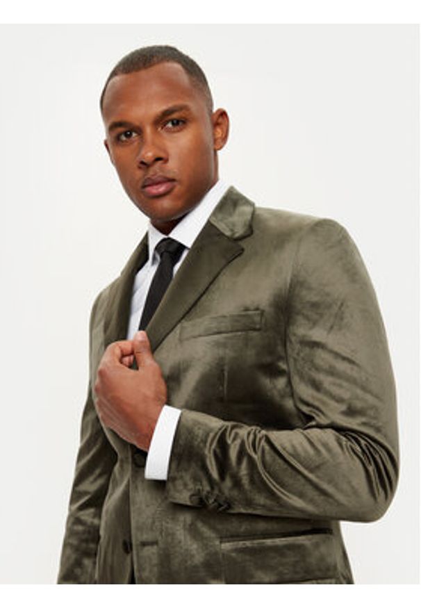 Jack & Jones Garnitur Velvet 12271528 Zielony Slim Fit. Kolor: zielony. Materiał: syntetyk