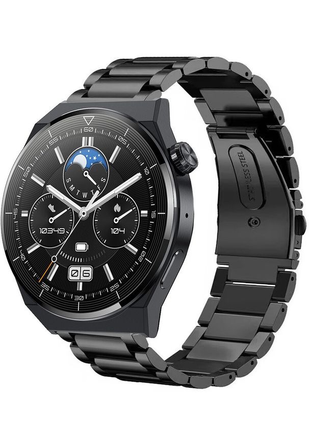 NoName - Smartwatch męski Enter SAT.14.114 czarny bransoleta. Rodzaj zegarka: smartwatch. Kolor: czarny