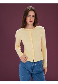 Sinsay - Bawełniana bluzka z długim rękawem - żółty. Kolor: żółty. Materiał: bawełna. Długość rękawa: długi rękaw. Długość: długie #1