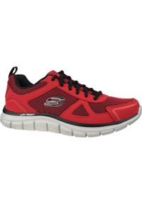 skechers - Buty treningowe męskie, Skechers Track-Bucolo. Zapięcie: sznurówki. Kolor: czerwony, wielokolorowy, czarny. Materiał: materiał, syntetyk. Szerokość cholewki: normalna. Sport: turystyka piesza