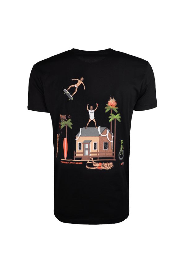 Domrebel T-shirt "Party" | Party T-Shirt | Mężczyzna | Czarny. Okazja: na co dzień. Kolor: czarny. Materiał: bawełna. Wzór: kolorowy. Styl: casual