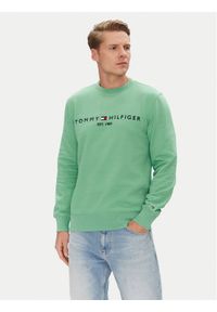 TOMMY HILFIGER - Tommy Hilfiger Bluza Logo MW0MW11596 Zielony Regular Fit. Kolor: zielony. Materiał: bawełna