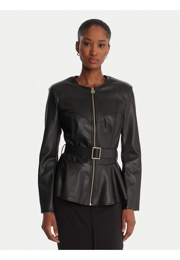 Rinascimento Kurtka z imitacji skóry CFC0125192003 Czarny Slim Fit. Kolor: czarny. Materiał: skóra