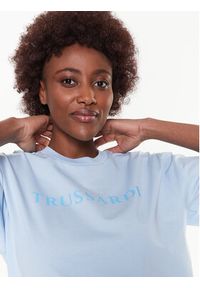 Trussardi Jeans - Trussardi T-Shirt Lettering Print 56T00565 Niebieski Regular Fit. Kolor: niebieski. Materiał: bawełna. Wzór: nadruk