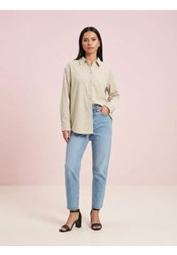 Sinsay - Koszula z domieszką lnu - beżowy. Kolor: beżowy. Materiał: len