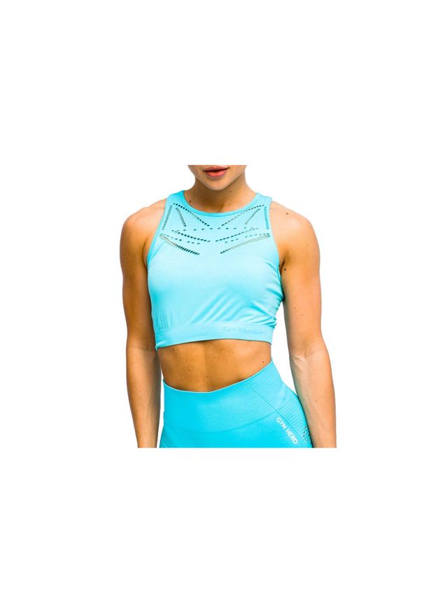 Gym Hero - Biustonosz sportowy damski GymHero Venice Beach Top Short Bra. Kolor: niebieski. Materiał: poliamid, elastan. Sport: fitness