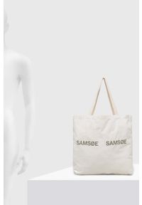 Samsoe & Samsoe - Samsoe Samsoe torebka kolor beżowy. Kolor: beżowy. Wzór: nadruk. Materiał: z nadrukiem. Rodzaj torebki: na ramię #4
