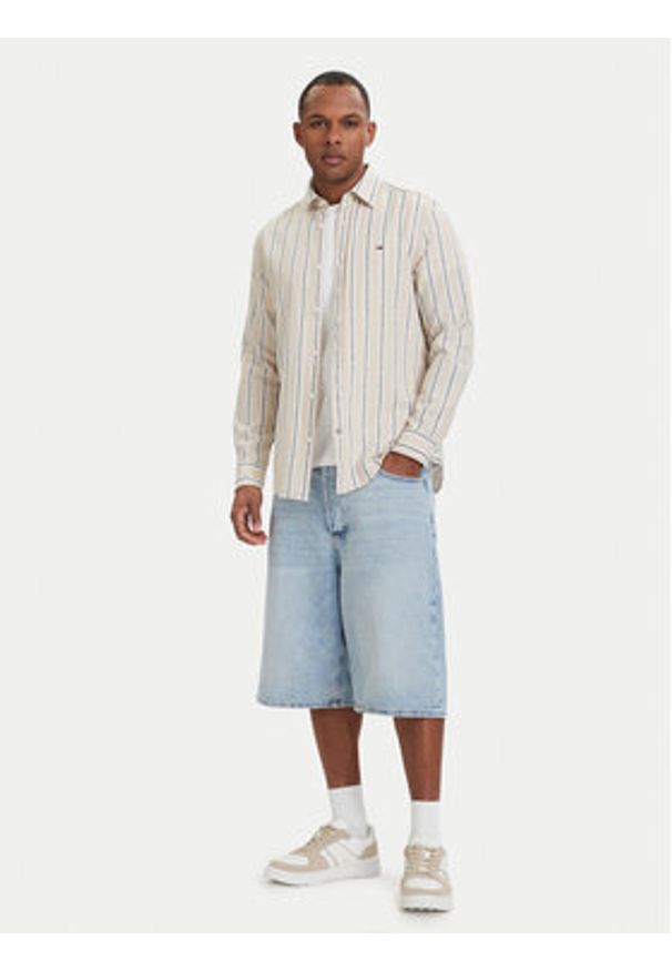 Tommy Jeans Koszula DM0DM22755 Beżowy jasny Regular Fit. Kolor: beżowy. Materiał: bawełna